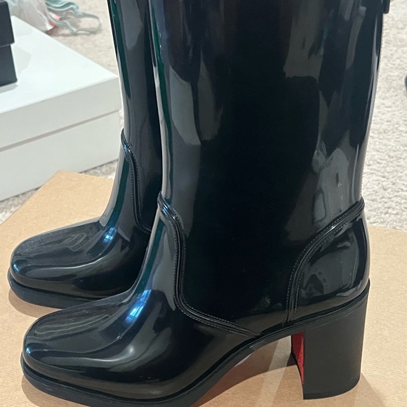 Christian Louboutin Black Heeled Boots Sleek Design - Picture 5 of 9